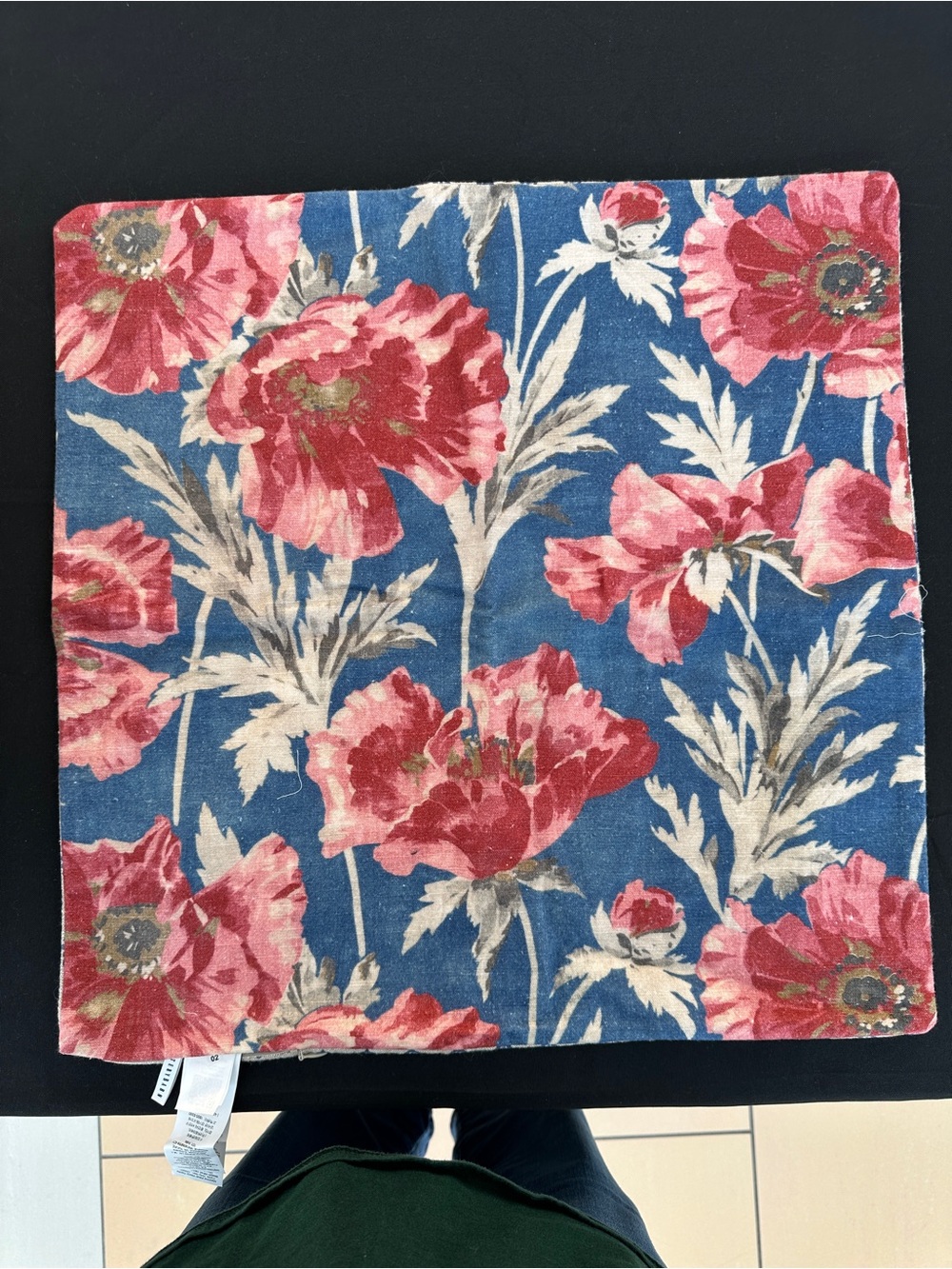 Pottery Barn Blue Floral Poppy Pillow Cover with Pink Blooms (set of 3)